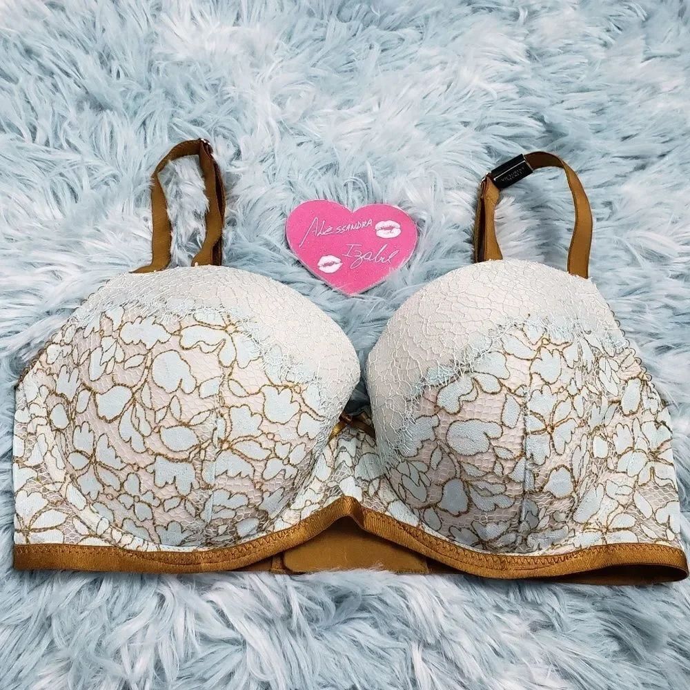VS Dream Angels Green Floral Push Up Bra 32 DD